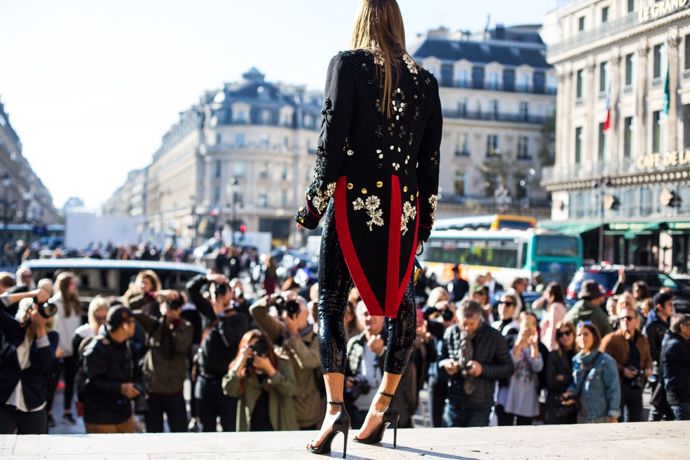 : Anna dello Russo in Dolce Gabbana total look attends the Stella McCartney show of Paris Womens Fashion Week.