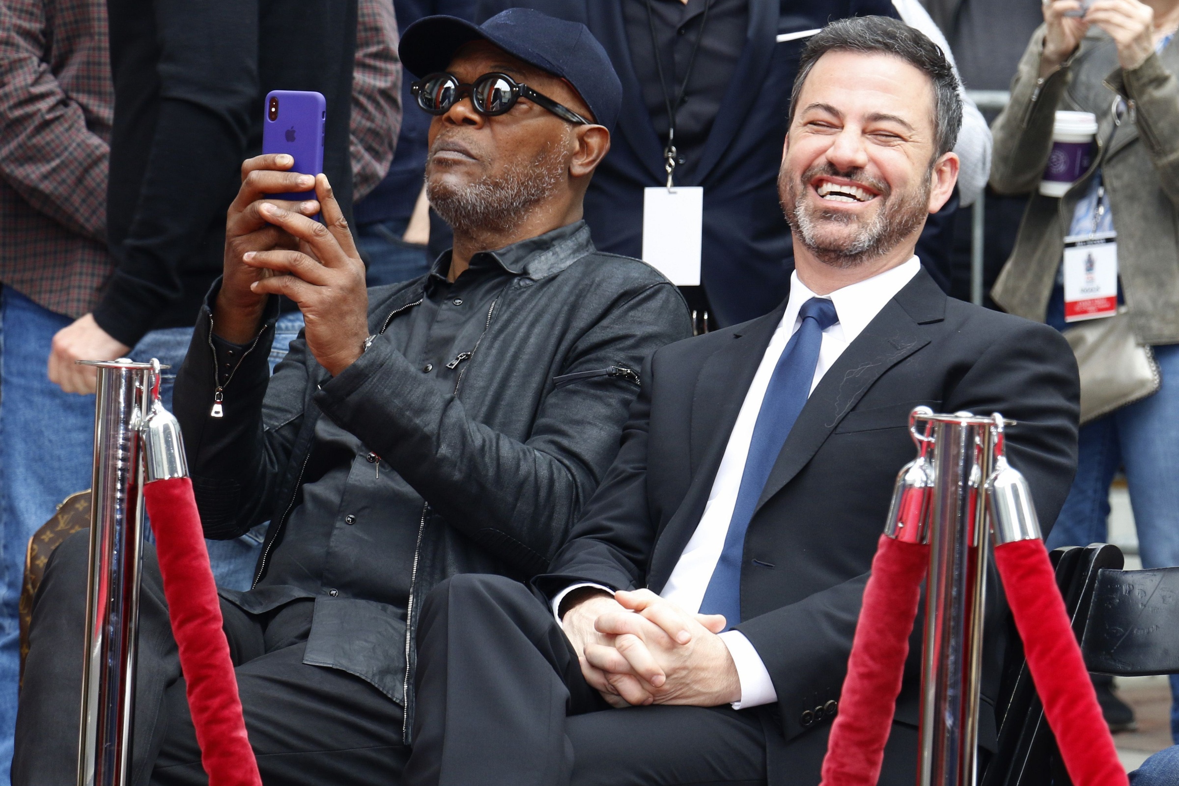 Samuel L. Jackson and Jimmy Kimmel at Lionel Richie Hand And Footprint Ceremony held at the TCL Chinese Theatre in Hollywood, USA.