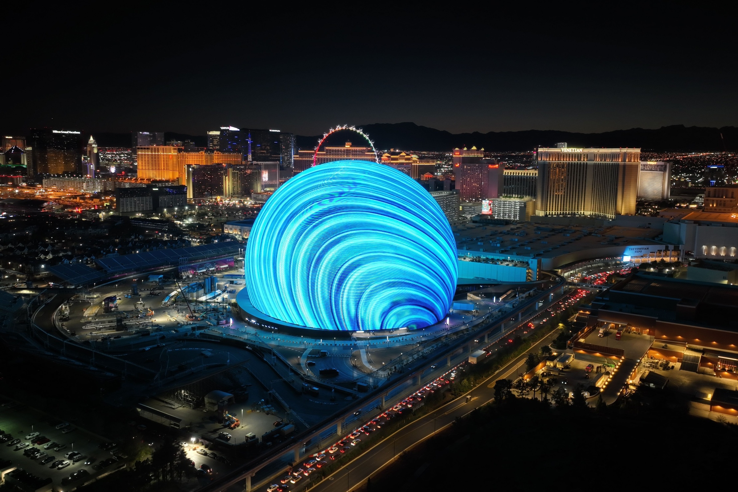 The Sphere main structure in Las Vegas, Nevada.