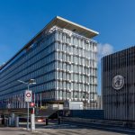 Geneva, Switzerland - November 16, 2024: Exterior view of the headquarters of the World Health Organization (WHO), the specialized agency of the United Nations responsible for global public health.
