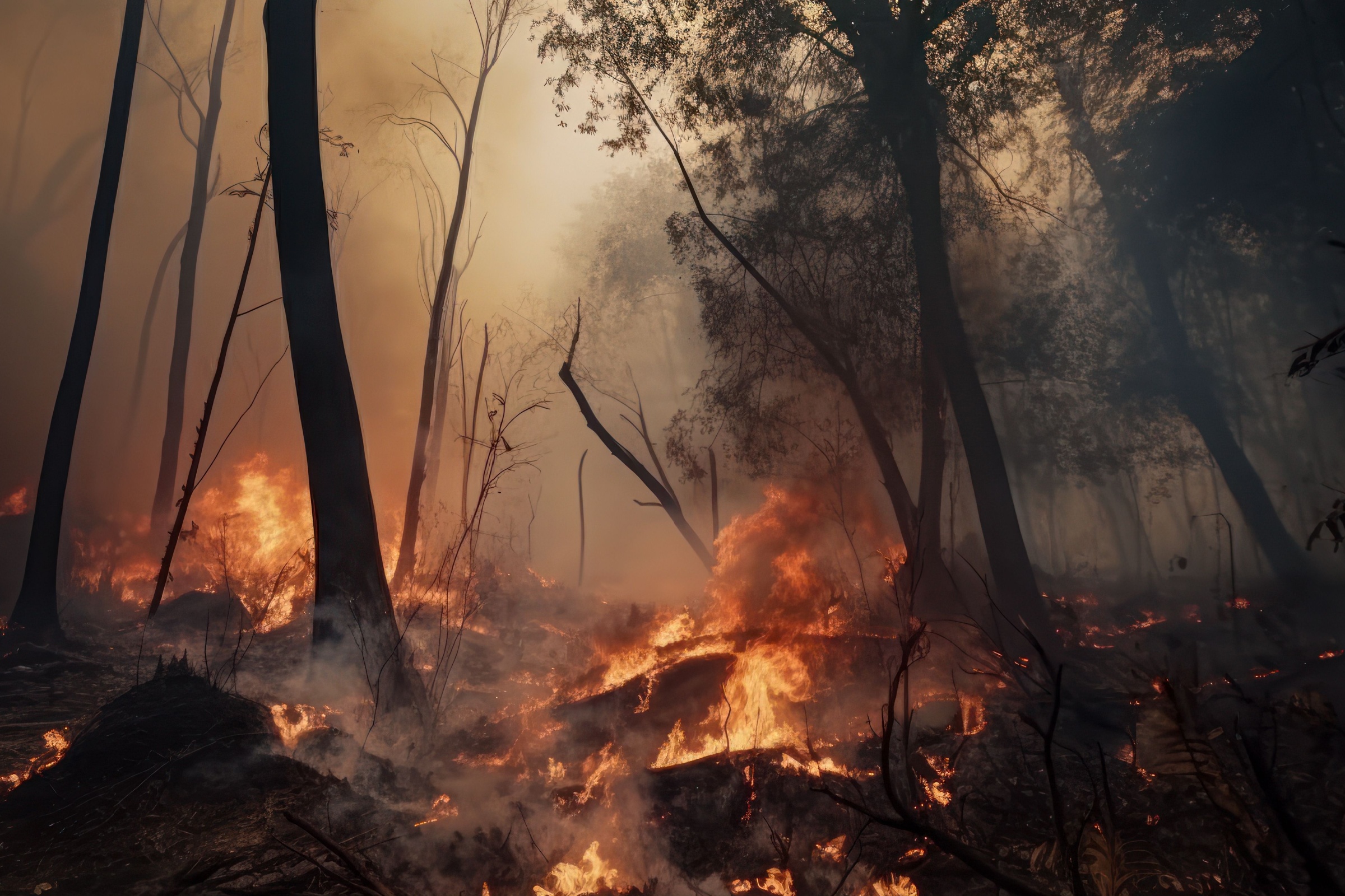 Forest fire in the mountains